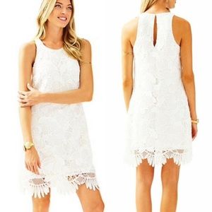 Lilly Pulitzer Marlissa Shift Resort White Jumbo Floral Scallop Lace Dress, NWT
